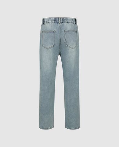  URBAN REVIVO - Quần jeans nam ống đứng lưng thun 