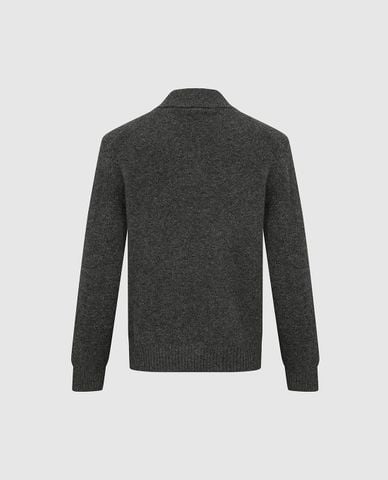  URBAN REVIVO - Áo dệt kim nam cổ bẻ tay dài bo gân 