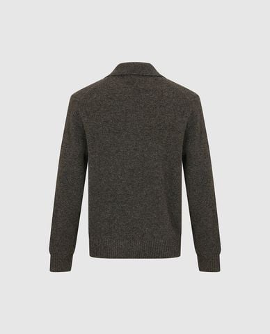  URBAN REVIVO - Áo dệt kim nam cổ bẻ tay dài bo gân 