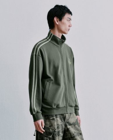  URBAN REVIVO - Áo khoác thể thao nam cổ cao phối viền 