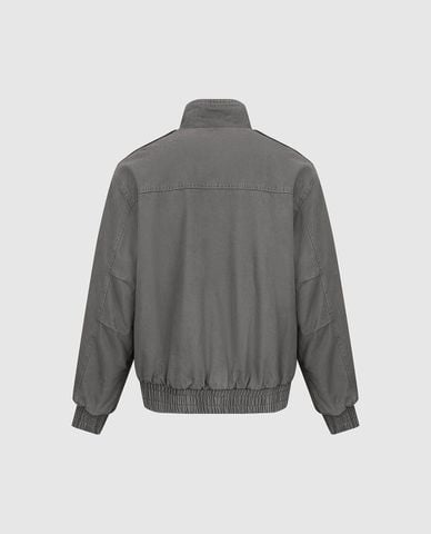  URBAN REVIVO - Áo khoác bomber nam cổ trụ tay dài 