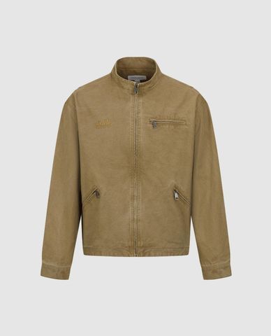  URBAN REVIVO - Áo khoác bomber nam cổ trụ tay dài khóa kéo 