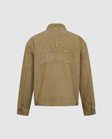  URBAN REVIVO - Áo khoác bomber nam cổ trụ tay dài khóa kéo 