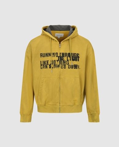  URBAN REVIVO - Áo khoác phối mũ nam khóa zip in chữ 