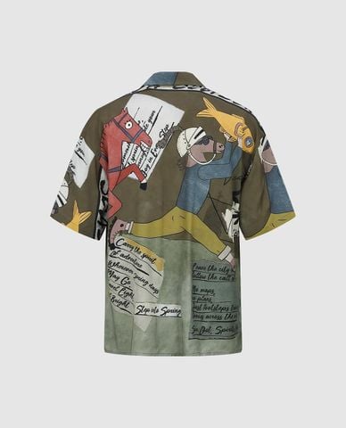  URBAN REVIVO -  Áo sơ mi nam cổ bẻ tay ngắn in họa tiết 