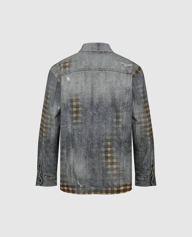  URBAN REVIVO - Áo sơ mi denim nam họa tiết caro 