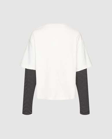 URBAN REVIVO - Áo thun nam cổ tròn tay ngắn phối layer 