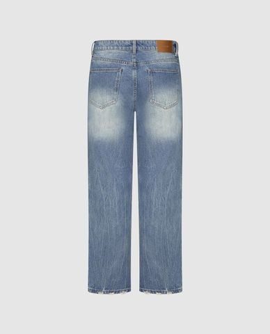  URBAN REVIVO - Quần jeans nam ống rộng rách gấu 