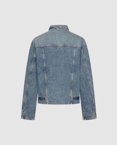  URBAN REVIVO - Áo khoác denim nam tay dài phối đai 