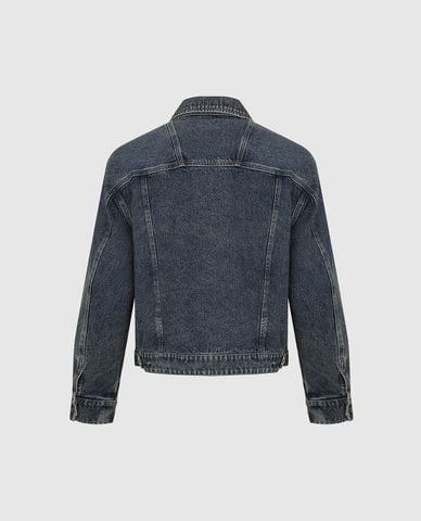  URBAN REVIVO - Áo khoác denim nam tay dài wash bạc 