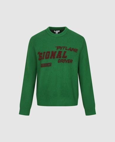  URBAN REVIVO - Áo sweater nam cổ tròn tay dài thêu chữ 