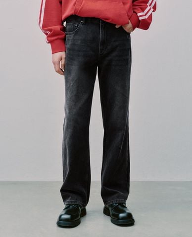  URBAN REVIVO - Quần jeans nam ống rộng wash bạc 