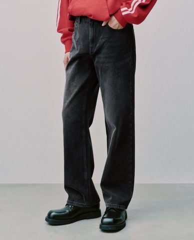  URBAN REVIVO - Quần jeans nam ống rộng wash bạc 