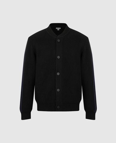  URBAN REVIVO - Áo khoác cardigan nam tay dài phối sọc 