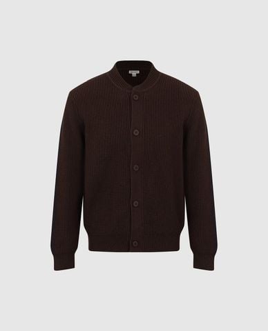  URBAN REVIVO - Áo khoác cardigan nam tay dài phối sọc 