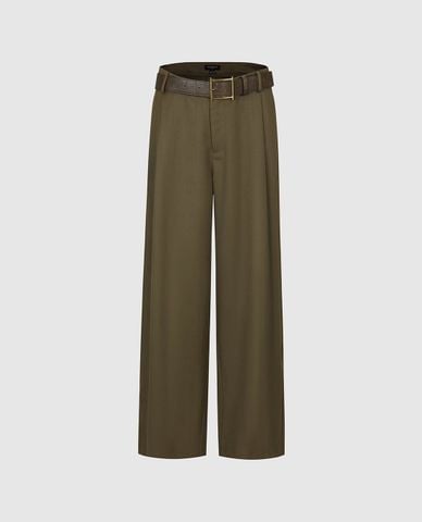  URBAN REVIVO - Quần nữ ống rộng kèm thắt lưng 