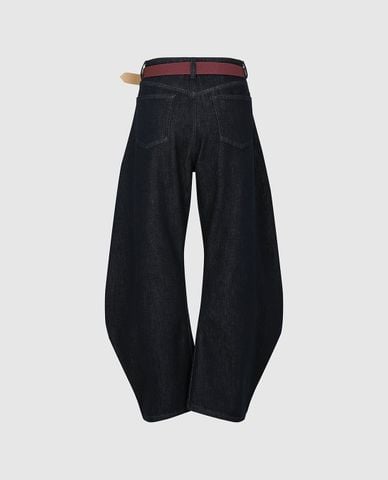  URBAN REVIVO - Quần jeans nữ ống rộng kèm thắt lưng 