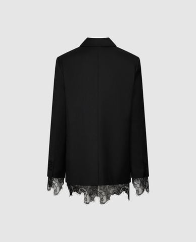  URBAN REVIVO - Áo khoác blazer nữ cổ V phối ren 