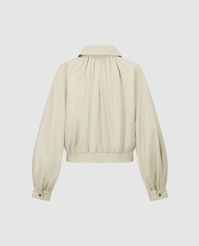  URBAN REVIVO - Áo khoác bomber nữ cổ bẻ khoá kéo 