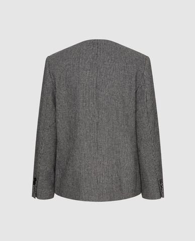  URBAN REVIVO - Áo khoác nữ một hàng nút tay dài kẻ caro 