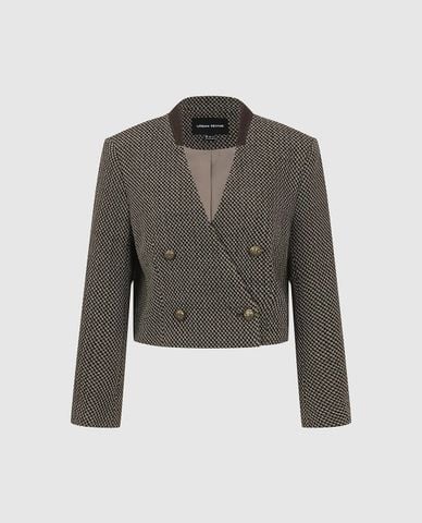  URBAN REVIVO - Áo khoác blazer nữ phối nút phom croptop 