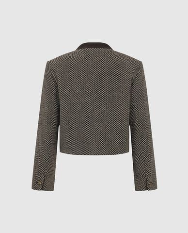  URBAN REVIVO - Áo khoác blazer nữ phối nút phom croptop 