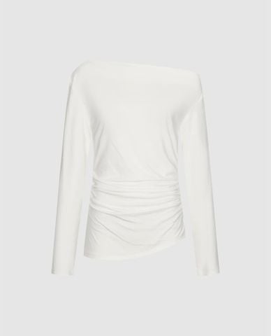  URBAN REVIVO - Áo kiểu nữ lệch vai tay dài phom ôm 