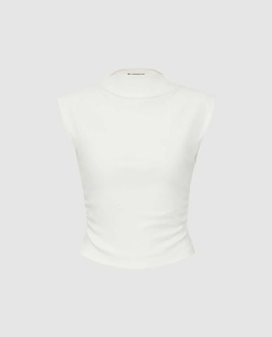  URBAN REVIVO - Áo sát nách nữ cổ cao phom croptop 