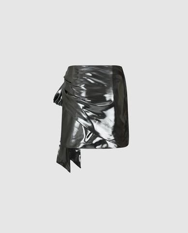  URBAN REVIVO - Chân váy chữ A mini ánh kim buộc nơ 