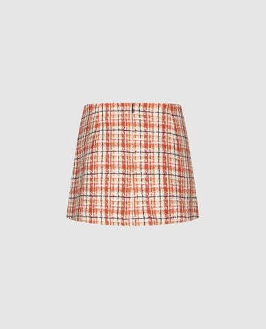  URBAN REVIVO - Chân váy chữ A mini họa tiết caro 