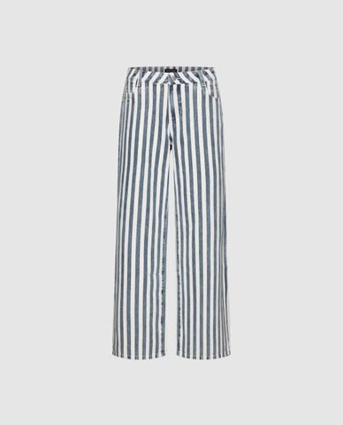  URBAN REVIVO - Quần jeans nữ ống rộng sọc dọc 