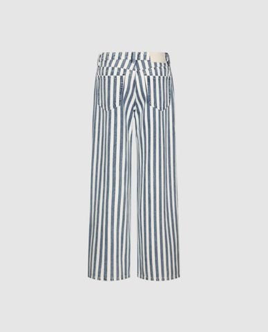  URBAN REVIVO - Quần jeans nữ ống rộng sọc dọc 