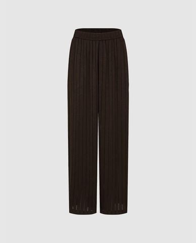  URBAN REVIVO - Quần nữ ống rộng lưng thun kẻ sọc 