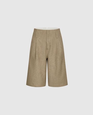  URBAN REVIVO - Quần short nữ ngang gối xếp li 