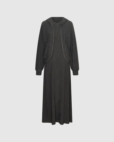  URBAN REVIVO - Đầm maxi phối áo khoác hoodie 