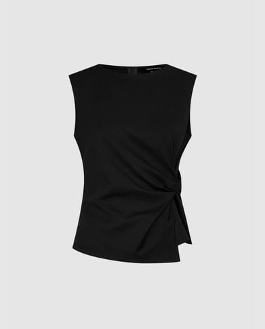  URBAN REVIVO - Áo sát nách nữ cổ tròn phom ôm xoắn eo 