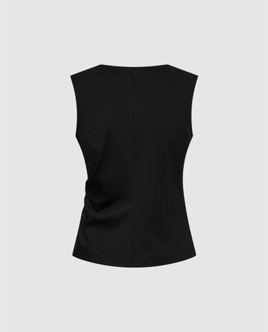  URBAN REVIVO - Áo sát nách nữ cổ tròn phom ôm xoắn eo 