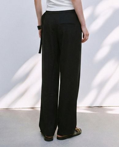  URBAN REVIVO - Quần nữ ống rộng phối vạt đắp chéo 