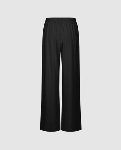  URBAN REVIVO - Quần nữ ống rộng lưng thun dây rút 
