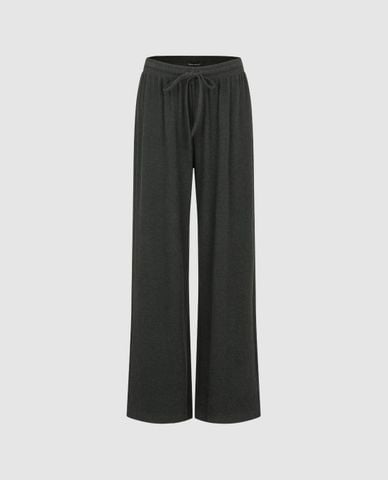  URBAN REVIVO - Quần nữ ống rộng lưng thun dây rút 