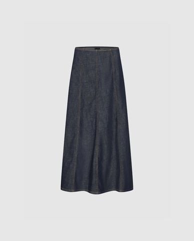  URBAN REVIVO - Chân váy denim midi dáng xoè cổ điển 