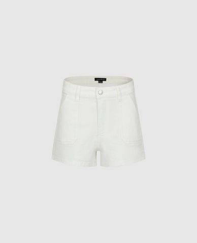  URBAN REVIVO - Quần short jeans nữ lưng cao phối túi 