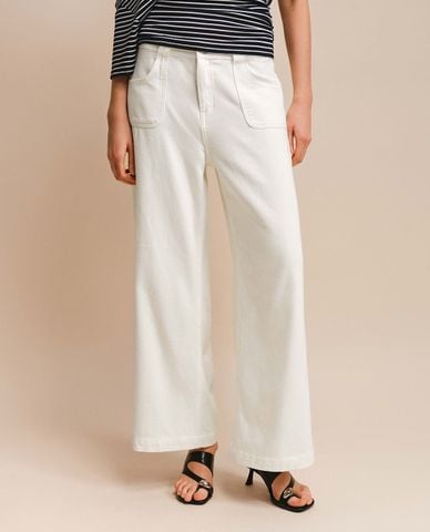  URBAN REVIVO - Quần jeans nữ ống rộng cạp cao 