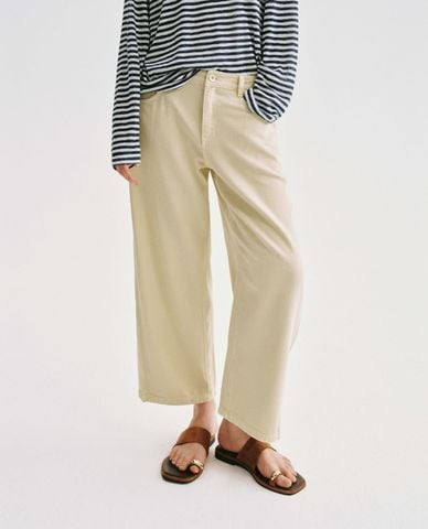  URBAN REVIVO - Quần jeans nữ ống rộng dáng barrel 