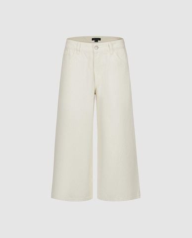 URBAN REVIVO - Quần jeans lửng nữ ống rộng thanh lịch 