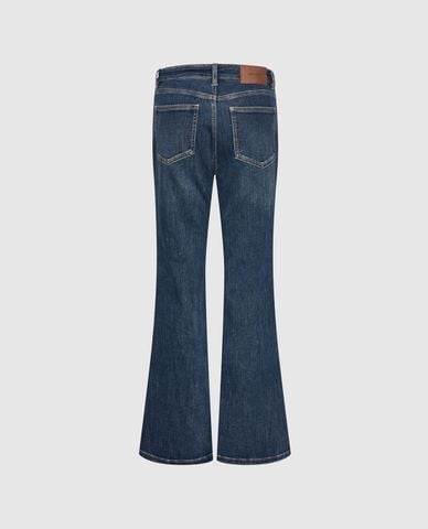  URBAN REVIVO - Quần jeans nữ ống loe wash bạc 