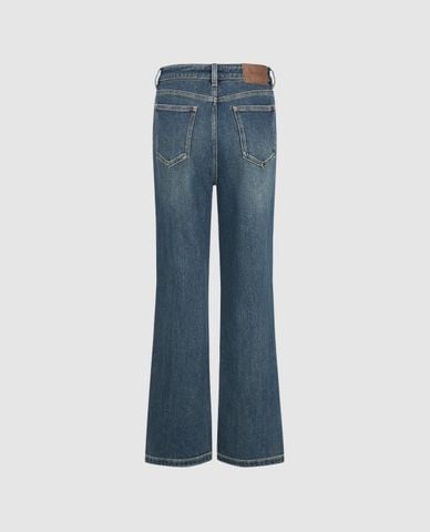  URBAN REVIVO - Quần jeans nữ ống loe wash bạc 