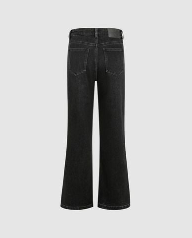  URBAN REVIVO - Quần jeans nữ ống loe wash bạc 