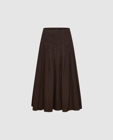  URBAN REVIVO - Chân váy denim midi dáng chữ A 