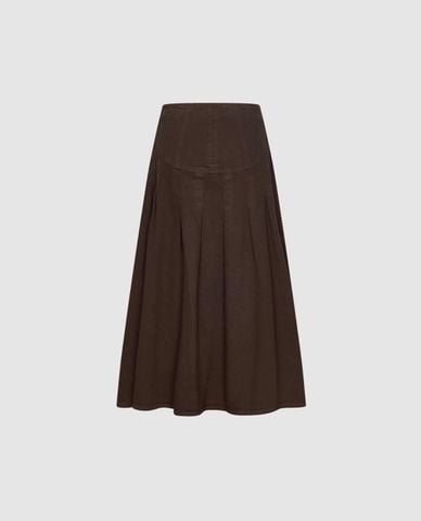  URBAN REVIVO - Chân váy denim midi dáng chữ A 
